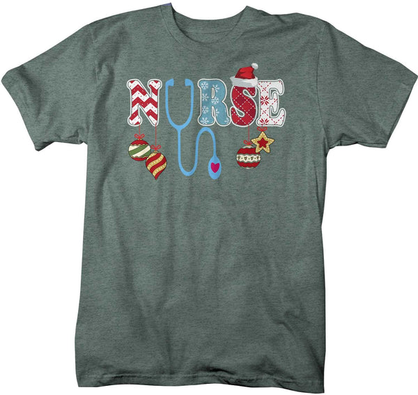 Men's Nurse Christmas T Shirt Cute Christmas Shirts Stethoscope Nurse Shirt Nurses Christmas Shirt-Shirts By Sarah