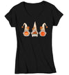 Women's V-Neck Thanksgiving Gnomes T Shirt Cute Gnome Shirt Fall Pumpkin Vintage Fall Tee Boho Cute Pie Tee Turkey Gnome Tshirt