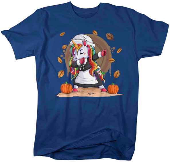 Men's Funny Thanksgiving Tee Unicorn Shirt Pilgrim Hat Shirts Turkey Day TShirt Holiday Illustrated Unisex Soft Graphic Shirt-Shirts By Sarah