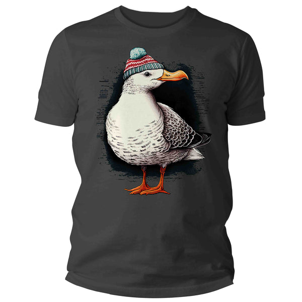 Men's Funny Seagull Shirt Hipster T Shirt Bird Knit Beanie Gift Sailor Nautical Sail Seaside Ocean Graphic Tee Unisex Man-Shirts By Sarah