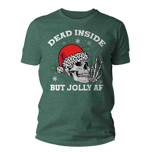 Men's Funny Christmas Shirt Dead Inside T-Shirt Skull Tee Goth Emo Style Xmas Humor Grunge Humor Holiday TShirt-Shirts By Sarah