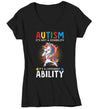 Women's V-Neck Autism Unicorn T Shirt Love Different Ability Autism Shirt Cute Autism T Shirt Autism Awareness Shirt