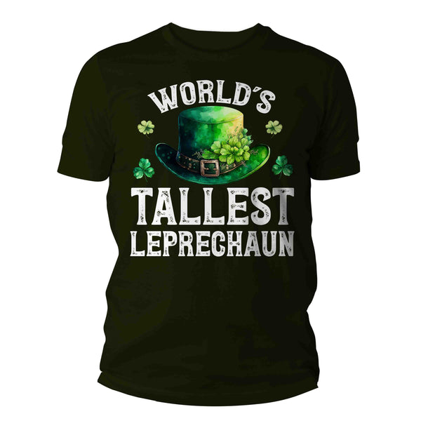 Men's Funny St. Patrick's Day Shirt World's Tallest Leprechaun Watercolor Hat Patty's Irish Clover Vintage Grunge Ireland Unisex Man-Shirts By Sarah
