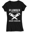 Women's V-Neck Plumber Shirt Drain Surgeon T Shirt Plumber Tee Plumber Wrench Gift Shirt for Plumber Ladies Tee Pipe Union Worker