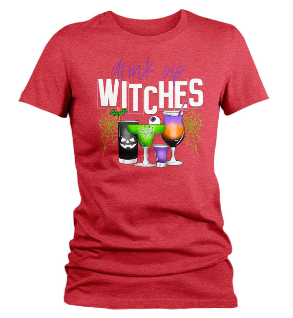 Women's Witch Shirt Funny Halloween T Shirt Grunge Tee Drink Up Witches Halloween Tee Ladies TShirt Soft Graphic Tee-Shirts By Sarah