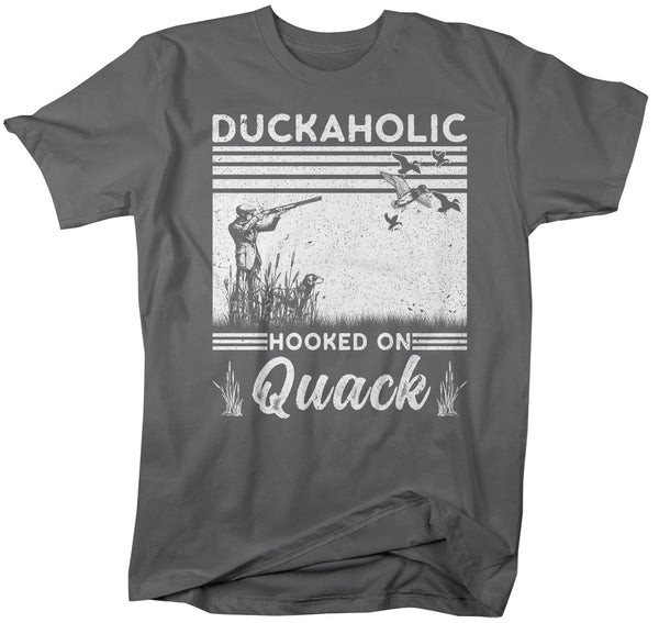 Men's Funny Duck Hunting T Shirt Duckaholic Shirt Duck Hunter Shirt Hooked On Quack T Shirt Shirt Hunting Gift Unisex Man-Shirts By Sarah