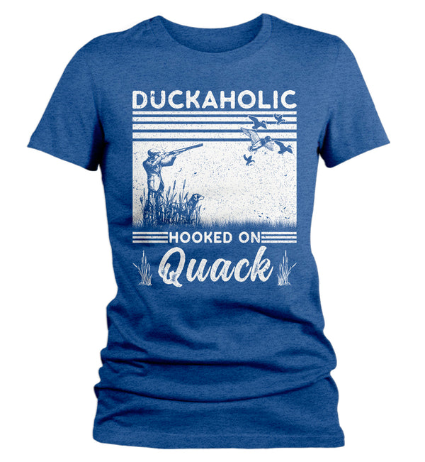 Women's Funny Duck Hunting T Shirt Duckaholic Shirt Duck Hunter Shirt Hooked On Quack T Shirt Shirt Hunting Gift Ladies Woman-Shirts By Sarah