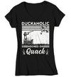 Women's V-Neck Funny Duck Hunting T Shirt Duckaholic Shirt Duck Hunter Shirt Hooked On Quack T Shirt Shirt Hunting Gift Ladies Woman
