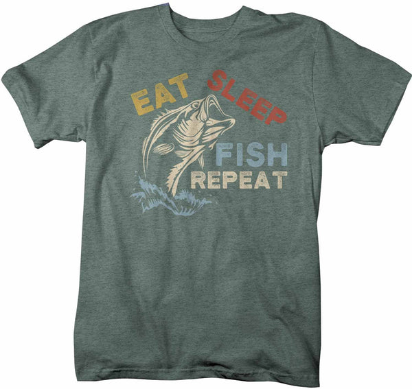 Men's Fishing T Shirt Eat Sleep Fish Repeat Shirt Eat Sleep Fish Shirt Fisherman Shirt Fishing Gift Vintage Fishing Shirt-Shirts By Sarah