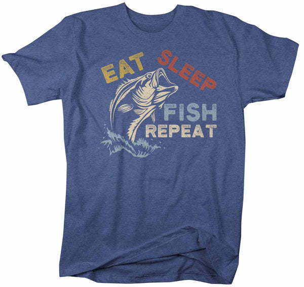 Men's Fishing T Shirt Eat Sleep Fish Repeat Shirt Eat Sleep Fish Shirt Fisherman Shirt Fishing Gift Vintage Fishing Shirt-Shirts By Sarah