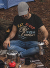Men's Fishing T Shirt Eat Sleep Fish Repeat Shirt Eat Sleep Fish Shirt Fisherman Shirt Fishing Gift Vintage Fishing Shirt