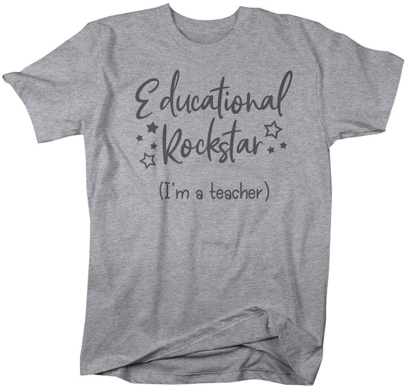 Men's Funny Teacher T Shirt Educational Rockstar Teaching Saying Tee Rock Star Teacher Gift Idea-Shirts By Sarah