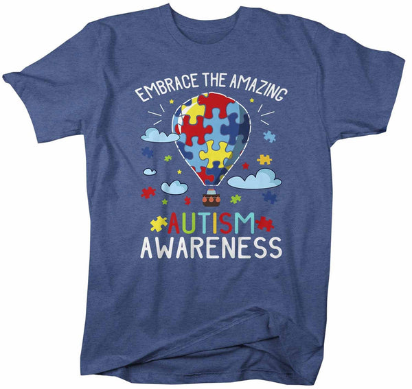Men's Autism Awareness T Shirt Embrace The Amazing Shirt Hot Air Balloon Shirt Autistic Awareness TShirt-Shirts By Sarah
