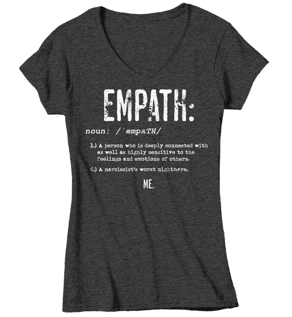 Women's V-Neck Empath T-Shirt Definition Shirt Gift Ideas Superpower Childhood Trauma cPTSD Toxic Family Hipster Tee Ladies-Shirts By Sarah
