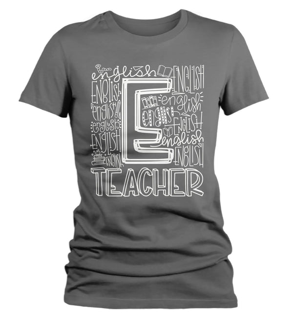 Women's English Teacher T Shirt English Typography T Shirt Cute Back To School Shirt ELA Teacher Gift Shirts-Shirts By Sarah
