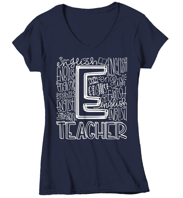 Women's English Teacher T Shirt English Typography T Shirt Cute Back To School Shirt ELA Teacher Gift Shirts-Shirts By Sarah