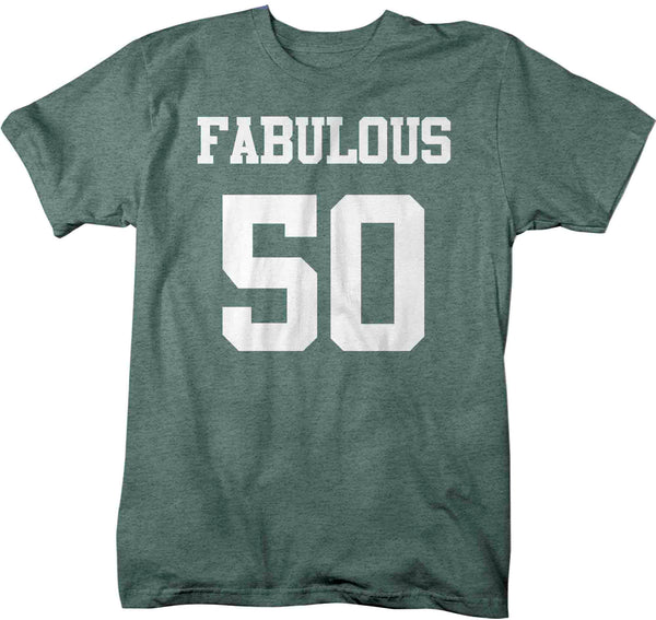 Men's Fabulous 50 Birthday T Shirt 50th Birthday Shirt Fifty Years Gift Bday Gift Man Unisex Soft Tee Fiftieth Bday Fab 50-Shirts By Sarah