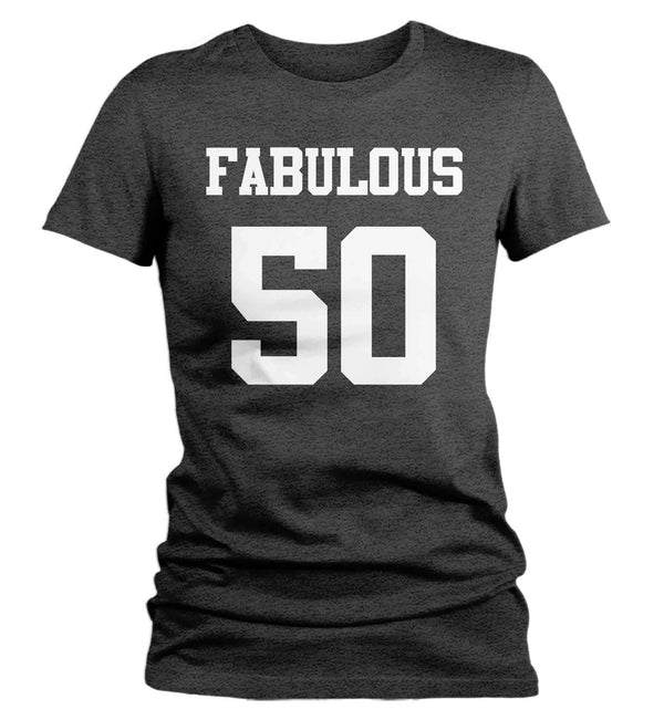 Women's Fabulous 50 Birthday T Shirt 50th Birthday Shirt Fifty Years Gift Bday Gift Ladies Woman Soft Tee Fiftieth Bday Fab 50-Shirts By Sarah