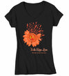 Women's V-Neck Multiple Sclerosis Shirt Sunflower Shirt MS Flower Shirt Faith Hope Love Shirts MS Awareness Orange TShirt