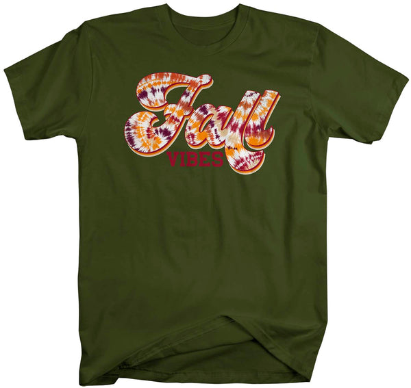 Men's Fall Vibes T Shirt Retro Tie Dye Shirt Fall Shirt Vintage Fall Tee Boho Cute Fall Season Tee-Shirts By Sarah