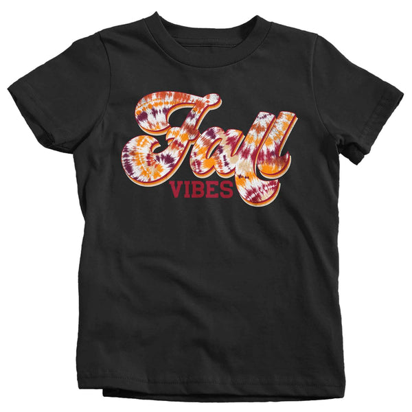 Kids Fall Vibes T Shirt Retro Tie Dye Shirt Fall Shirt Vintage Fall Tee Boho Cute Fall Season Tee-Shirts By Sarah
