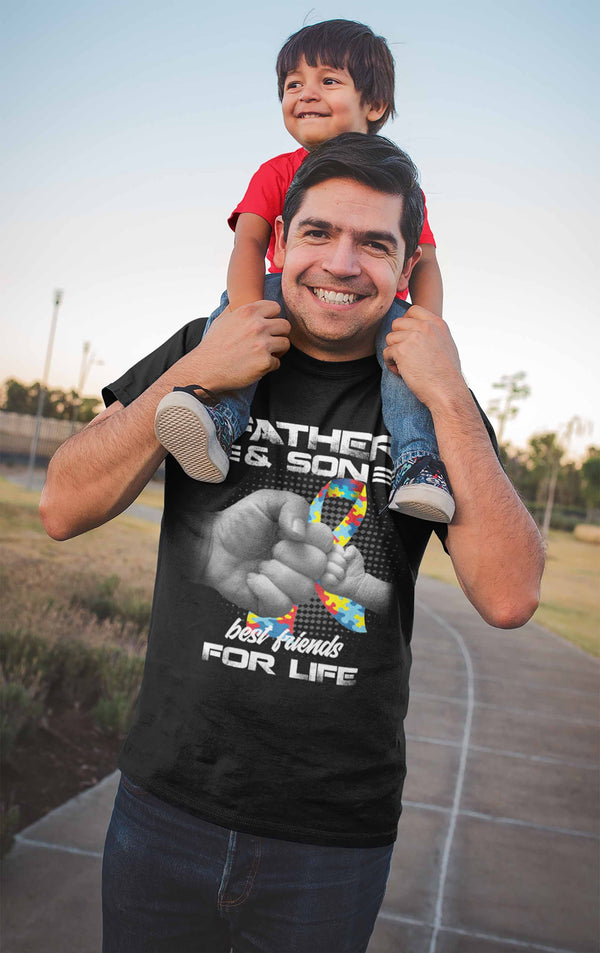 Men's Autism Awareness T Shirt Father & Son Shirt Matching Autism Shirt Best Friends For Life Shirt Fist Bump-Shirts By Sarah