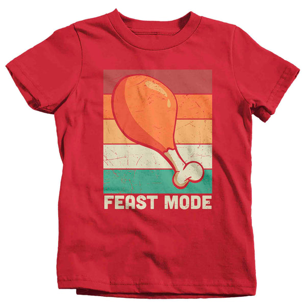 Kids Funny Thanksgiving Tee Feast Mode Turkey Leg Shirts Vintage T Shirt Holiday TShirt Unisex Soft Graphic Youth Boy's Shirt-Shirts By Sarah