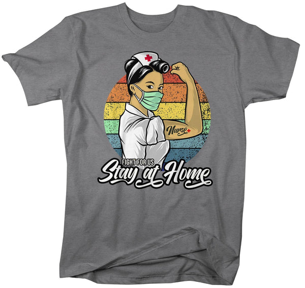Men's Nurse T Shirt Stay Home Shirt Nurse Shirt Fight For Us Nurse Gift Idea Nursing Shirts Hero Shirt-Shirts By Sarah