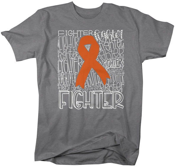 Men's Orange Awareness T Shirt Fighter Shirts Orange Ribbon Awareness TShirt Typography Shirt-Shirts By Sarah