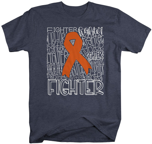 Men's Orange Awareness T Shirt Fighter Shirts Orange Ribbon Awareness TShirt Typography Shirt-Shirts By Sarah