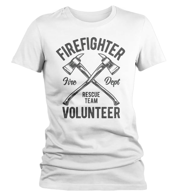 Women's Firefighter T Shirt Volunteer Firefighter Shirts Fire Rescue Shirt Fire Department Shirts Axe Shirt Gift-Shirts By Sarah
