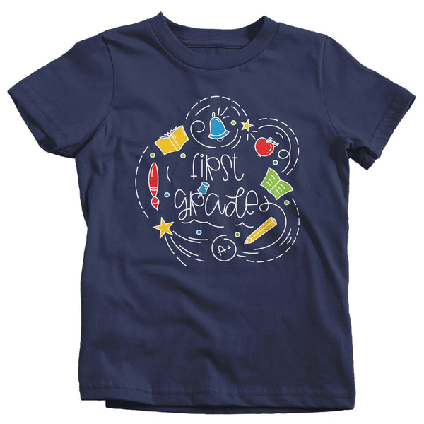 Kids First Grade T Shirt 1st Grade Shirt Boy's Girl's School Doodle Cute Back To School Shirt 1st Grade-Shirts By Sarah