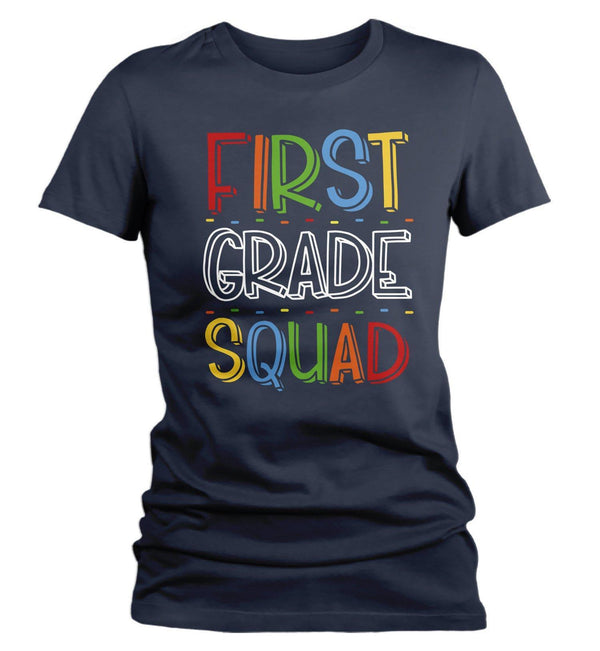 Women's First Grade Teacher T Shirt 1st Grade Squad T Shirt Cute Back To School Shirt Teacher Gift Shirts-Shirts By Sarah