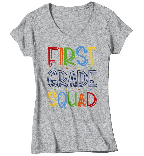 Women's First Grade Teacher T Shirt 1st Grade Squad T Shirt Cute Back To School Shirt Teacher Gift Shirts-Shirts By Sarah