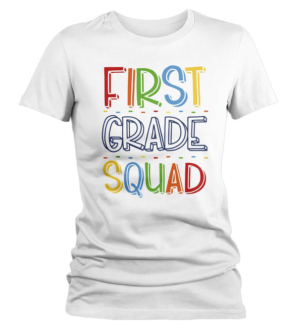 Women's First Grade Teacher T Shirt 1st Grade Squad T Shirt Cute Back To School Shirt Teacher Gift Shirts-Shirts By Sarah