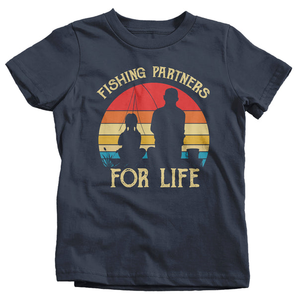 Kids Fishing T Shirts Matching Father Daughter Fishing Partners For Life Shirts Father's Day Gift Idea Vintage Best Friends Shirt Girl's-Shirts By Sarah