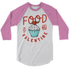 Men's Funny Valentine's Day T Shirt Food Is My Valentine TShirt Raglan 3/4 Sleeve Cupcake T-Shirt Cute Graphic Tee
