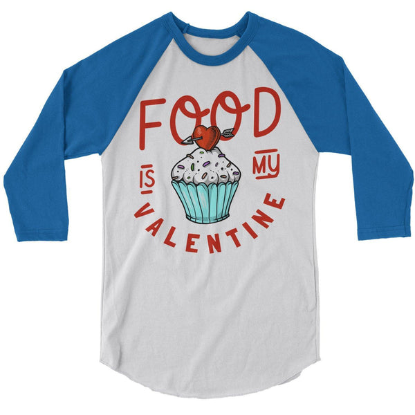 Men's Funny Valentine's Day T Shirt Food Is My Valentine TShirt Raglan 3/4 Sleeve Cupcake T-Shirt Cute Graphic Tee-Shirts By Sarah