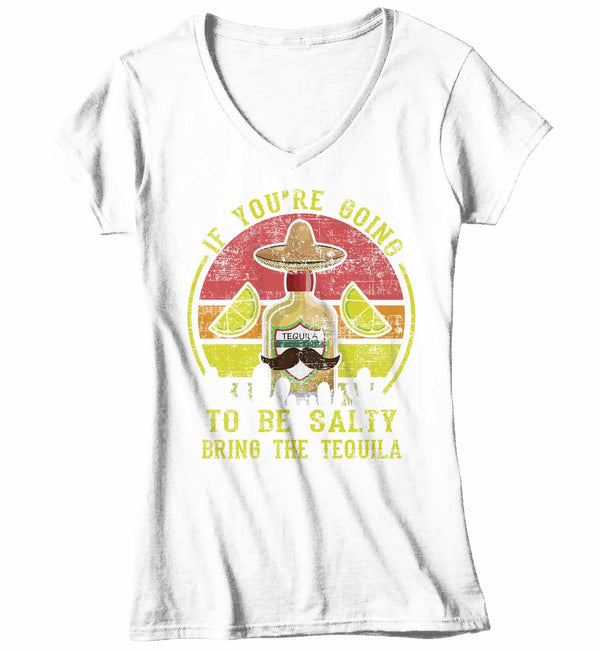 Women's V-Neck Funny Cinco De Mayo T Shirt Tequila Shirt If Salty Bring Tequila Shirt Funny Drinking Shirt-Shirts By Sarah