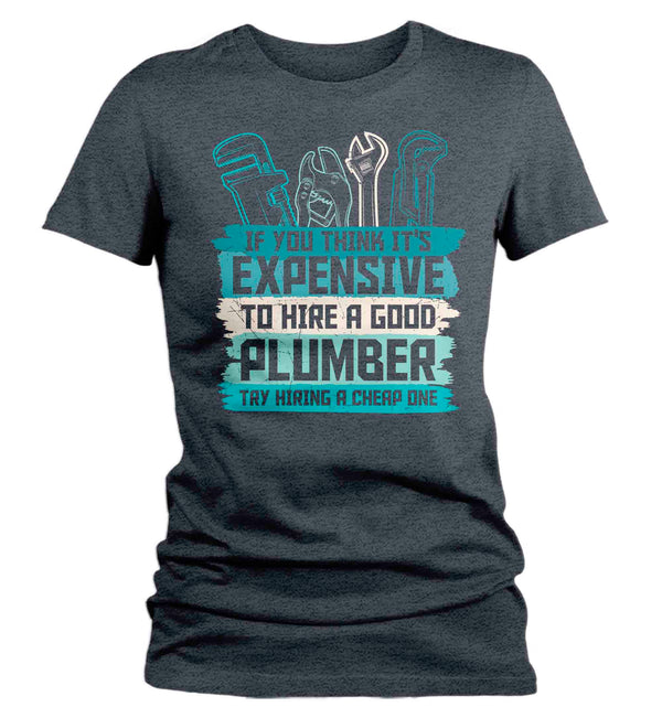 Women's Funny Plumber Shirt Expensive T Shirt Plumber Tee Plumber Cheap Hire Gift Shirt for Plumber Ladies Tee Pipe Union Worker-Shirts By Sarah