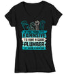 Women's V-Neck Funny Plumber Shirt Expensive T Shirt Plumber Tee Plumber Cheap Hire Gift Shirt for Plumber Ladies Tee Pipe Union Worker