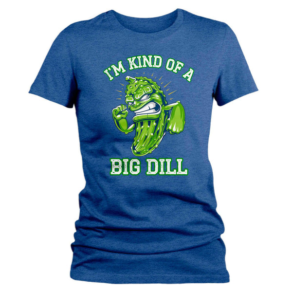 Women's Funny Pickle Shirt Big Dill T Shirt Food Pun Funny Food Hipster Shirt Kind Of A Big Deal Geek Gift Idea Ladies VNeck Graphic Tee-Shirts By Sarah