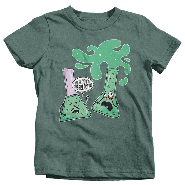Kids Funny Chemistry Shirt Over Reacting T Shirt Reaction TShirt Beaker Chemist Geek Boy's Girl's Science Flask Shirt Unisex Soft Graphic Tee-Shirts By Sarah