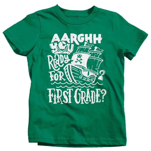 Kids Funny School T Shirt First Grade Shirts Pirate Theme Arrgh You Ready Pirates Talk 1st Grade Tshirt Unisex Boys Girls Graphic Tee-Shirts By Sarah