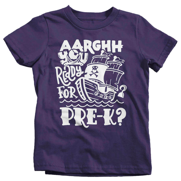 Kids Funny School T Shirt Pre-K Shirts Pirate Theme PreK Arrgh You Ready Pirates Talk Back To School Tshirt Unisex Boys Girls Graphic Tee-Shirts By Sarah