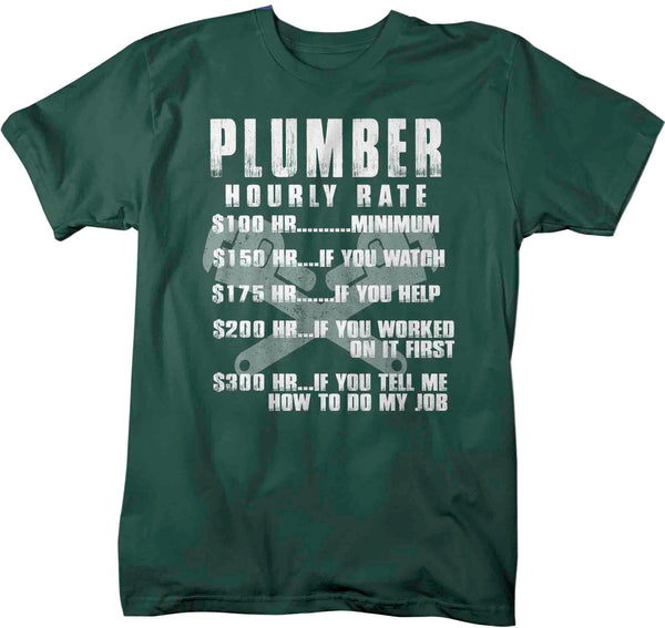 Men's Funny Plumber Shirt Hourly Rate T shirt Plumber Gift Idea Plumbing Humor Joke Tee TShirt Mans Unisex-Shirts By Sarah