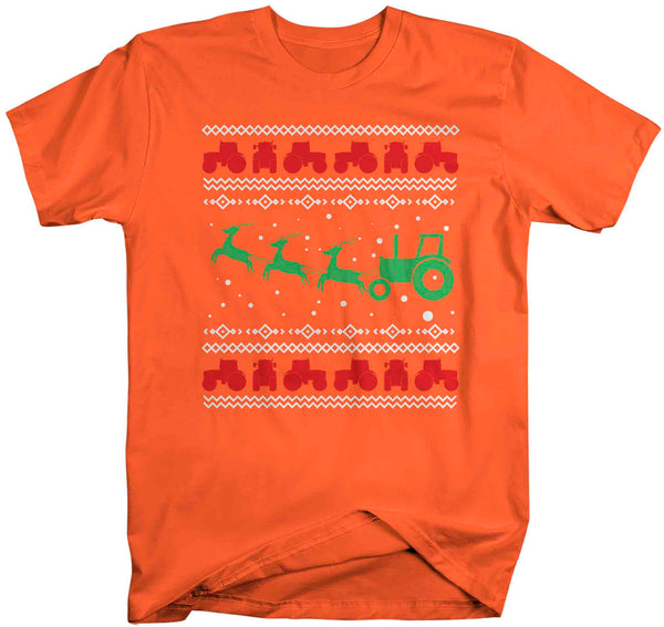 Men's Funny Christmas Tee Ugly Tractor Shirt Farming Christmas T Shirt Farm Reindeer Shirts Farmer Gift Unisex Graphic Tee-Shirts By Sarah
