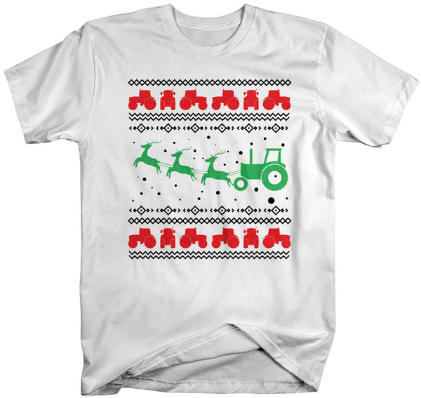 Men's Funny Christmas Tee Ugly Tractor Shirt Farming Christmas T Shirt Farm Reindeer Shirts Farmer Gift Unisex Graphic Tee-Shirts By Sarah