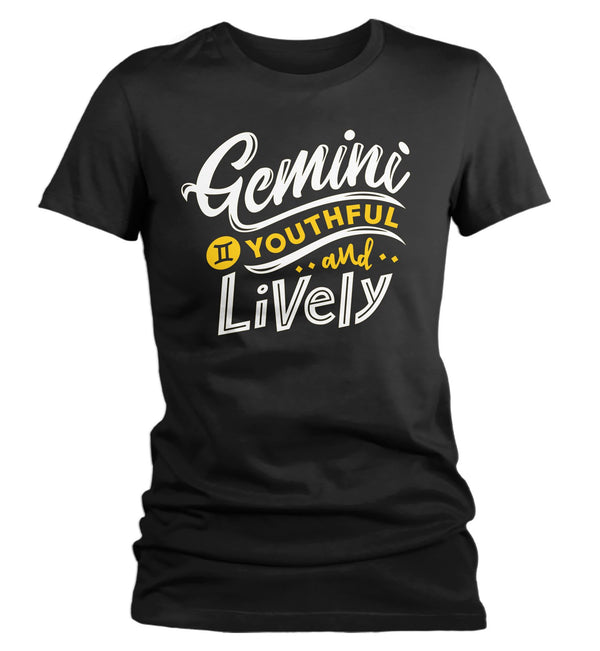 Women's Gemini T-Shirt Young & Lively Shirt Horoscope Shirt Astrology Shirts Gemini TShirt Astrological-Shirts By Sarah