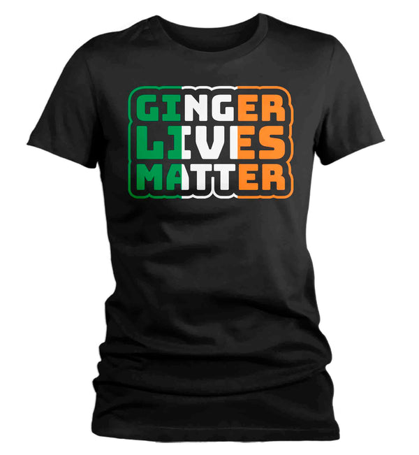 Women's Funny St. Patrick's Day Shirt Ginger Lives Matter T Shirt Humor Redhead Red Hair Joke Gift Saint Patricks Irish Green Ladies Tee-Shirts By Sarah
